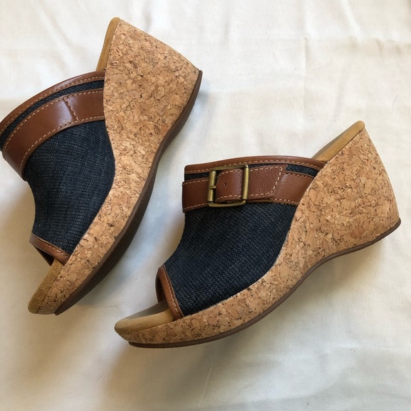 clarks denim wedge